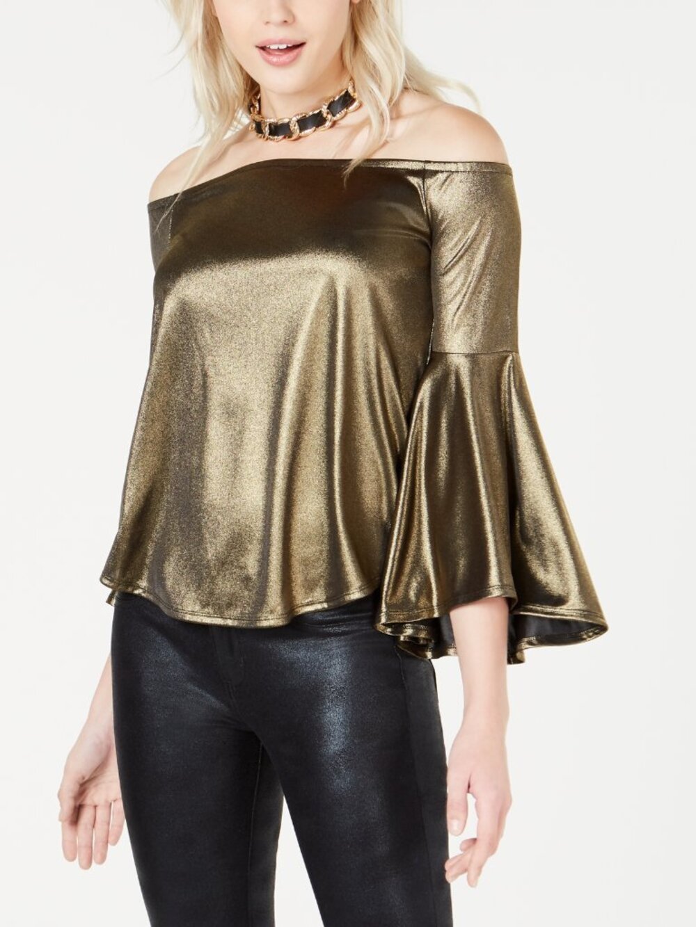 bar III Womens Off The Shoulder Top